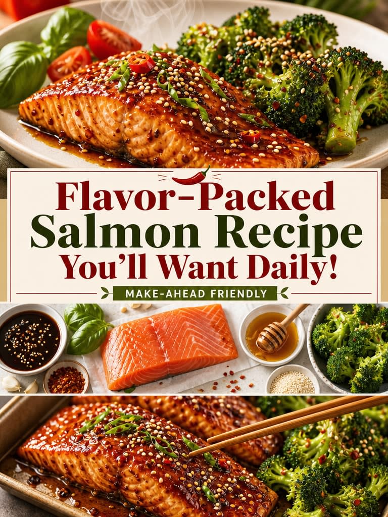 Spicy Honey Teriyaki Salmon with Sesame Broccoli