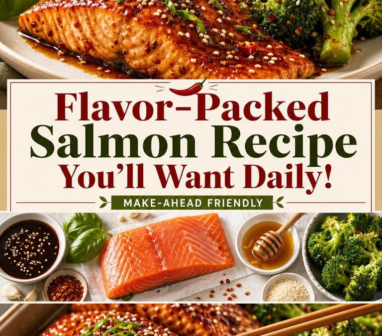Spicy Honey Teriyaki Salmon with Sesame Broccoli