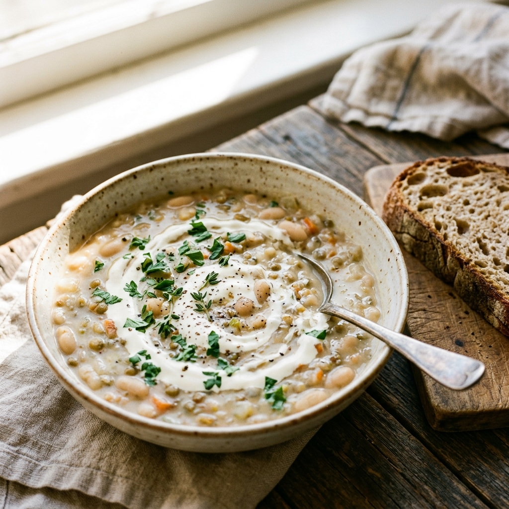 Creamy White Bean and Lentil Soup